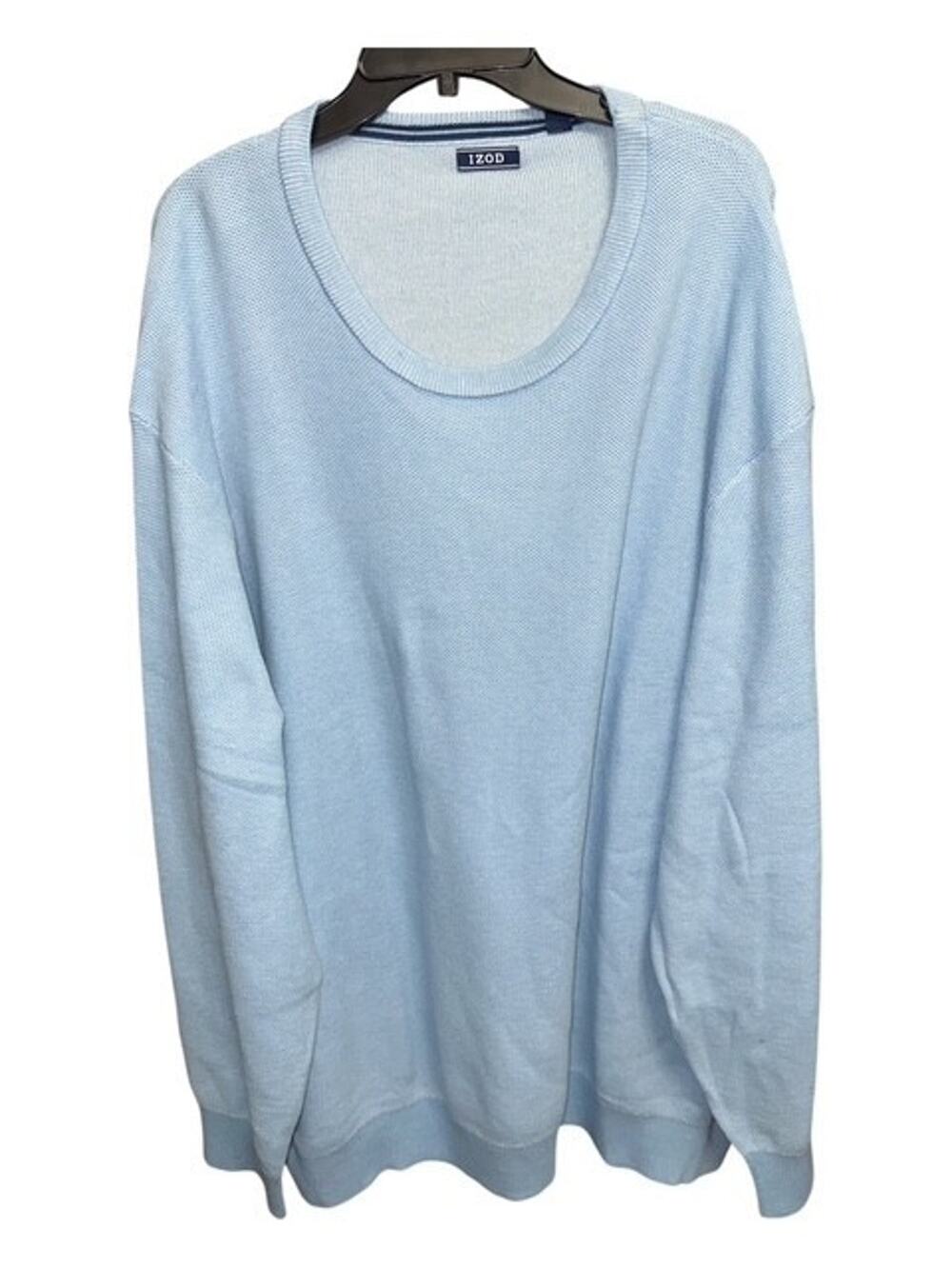 IZOD 4XB Sweater Blue Honeycomb Premium Essentials Crew Neck Cotton Long Sleeves